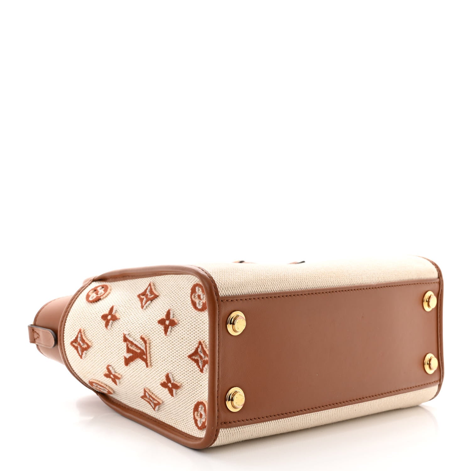Louis Vuitton Canvas Calfskin Monogram On My Side PM Caramel Tan 4 of 10