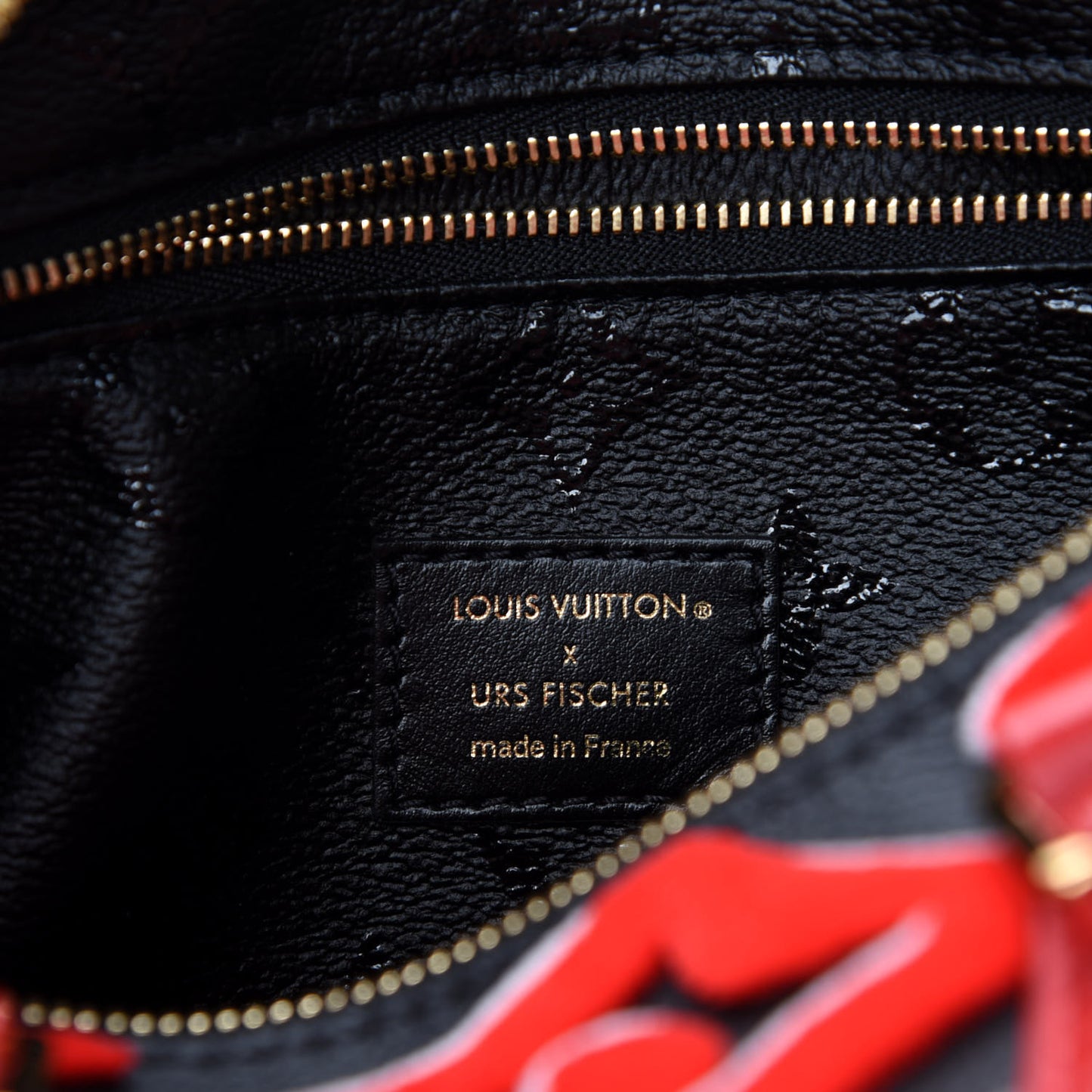X UF Tufted Monogram Speedy Bandouliere 25 Black Red