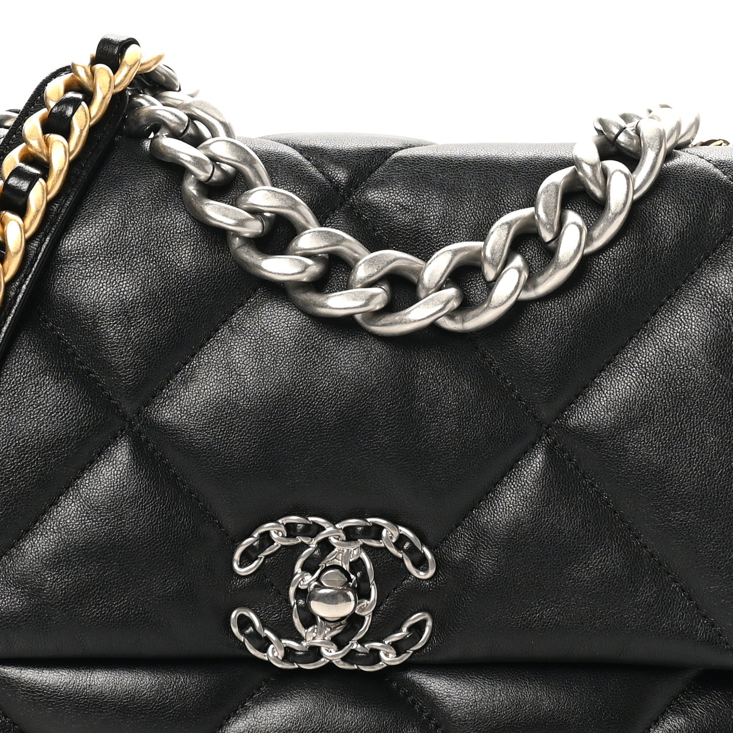 Lambskin Quilted Large Chanel 19 Flap Black