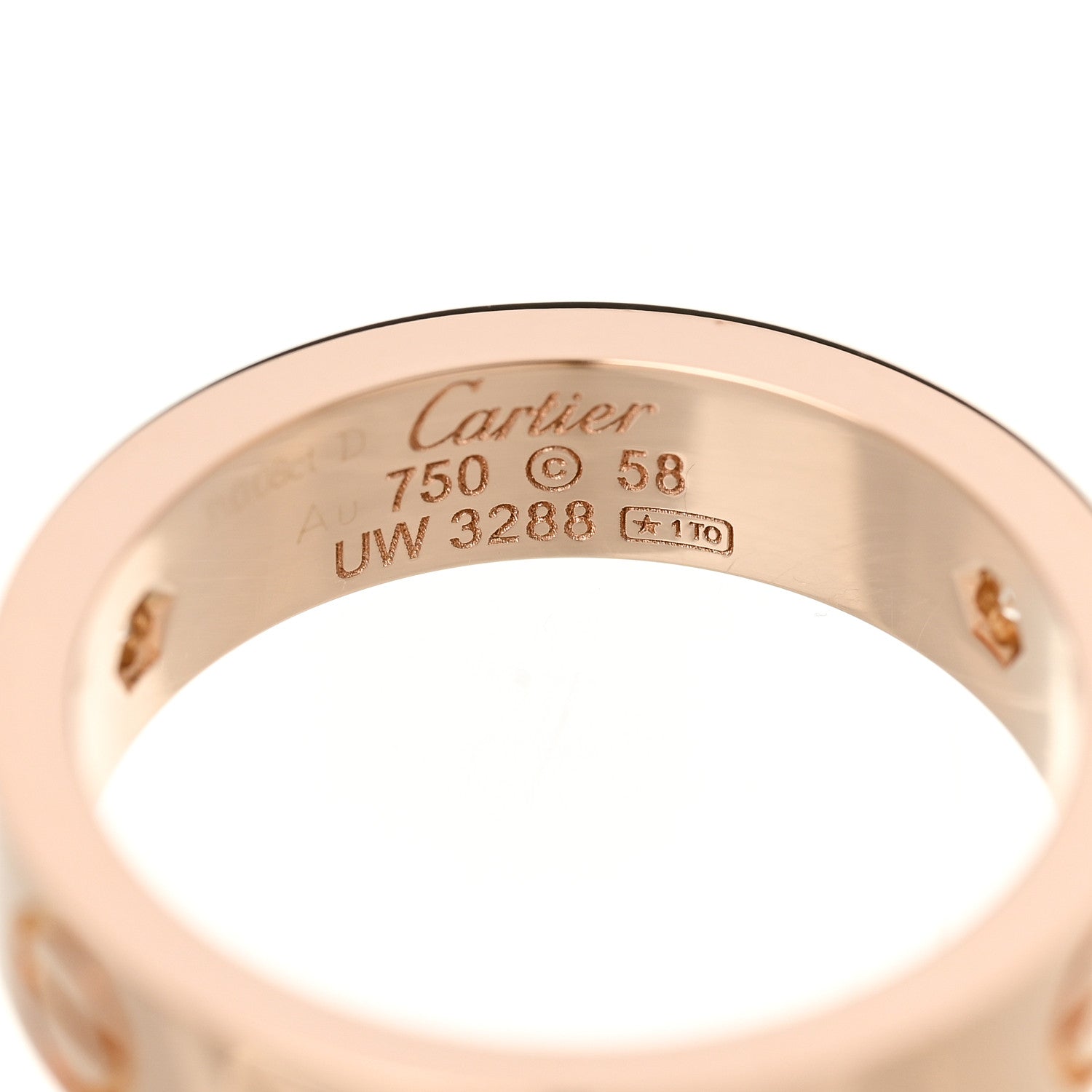 Cartier 18K Pink Gold 3 Diamond 5.5mm LOVE Ring 58 8.5 4 of 4