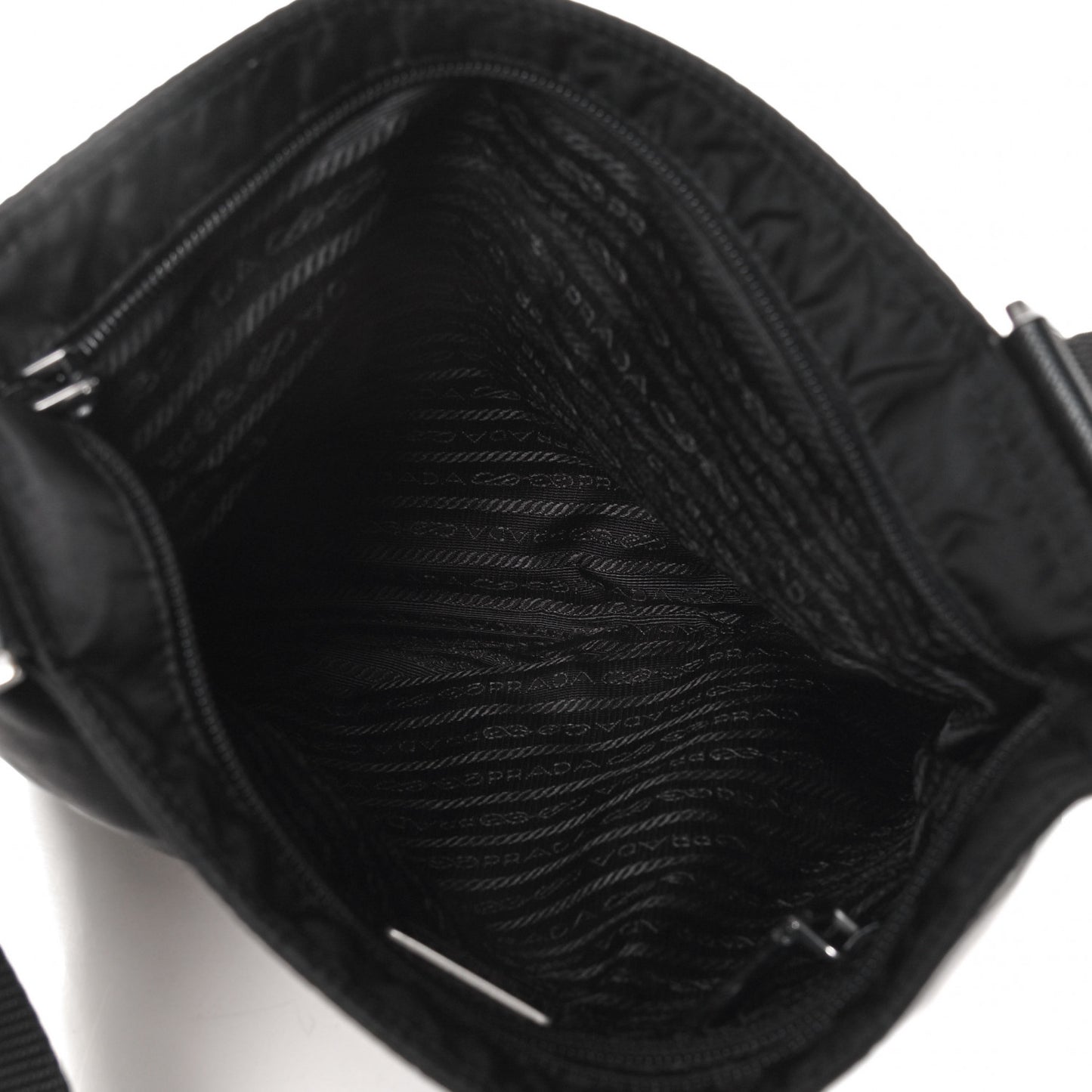 Tessuto Nylon Saffiano Flat Messenger Bag Black