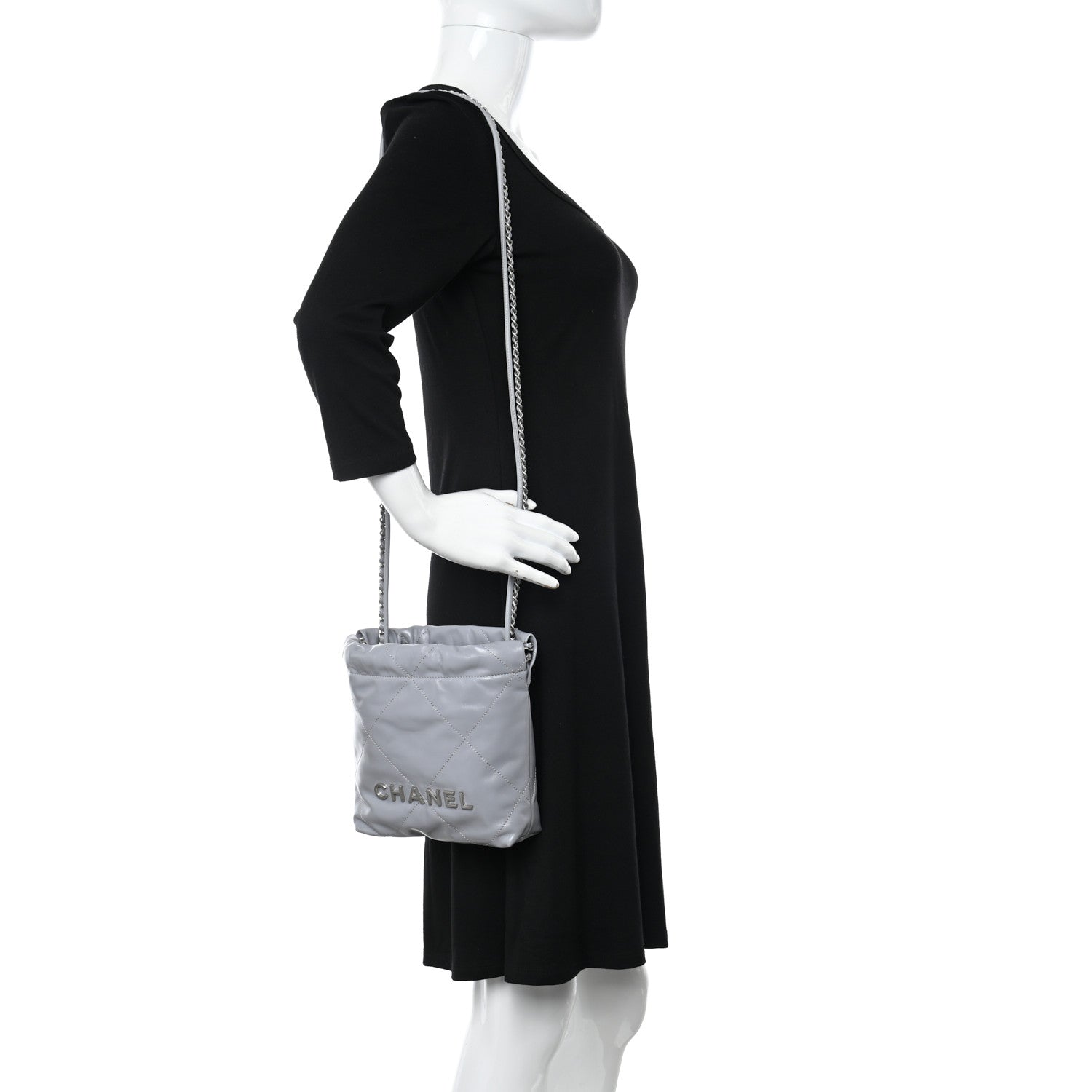 Chanel Shiny Calfskin Quilted Mini Chanel 22 Grey 2 of 11