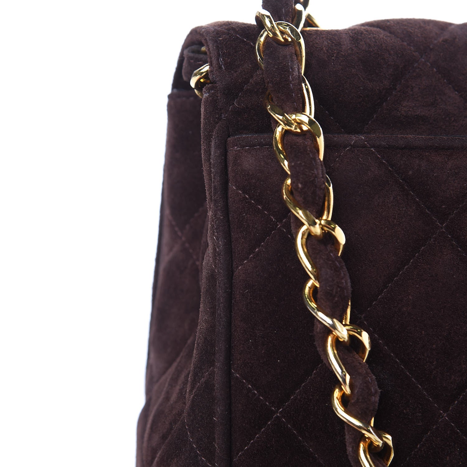 Chanel Suede Quilted Medium Single Flap Brown 12 of 15