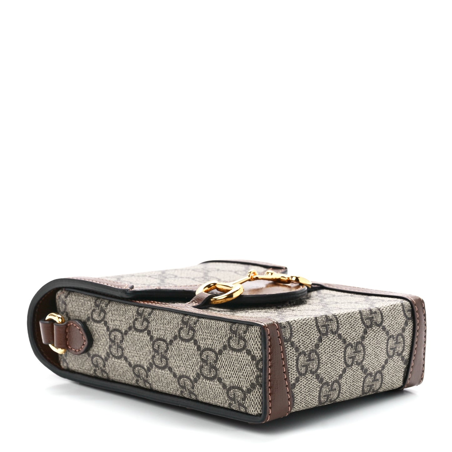GG Supreme Monogram Mini Horsebit 1955 Crossbody Bag Beige Brown Sugar