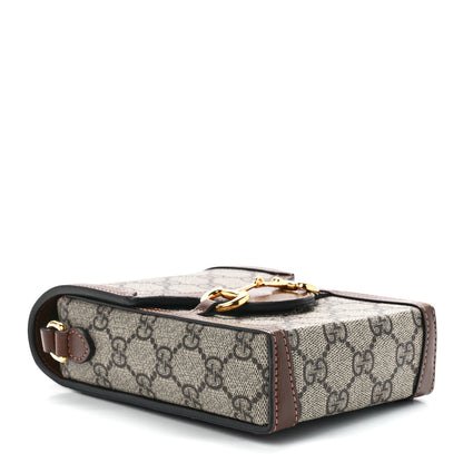 Gucci GG Supreme Monogram Mini Horsebit 1955 Crossbody Bag Beige Brown Sugar 4 of 11