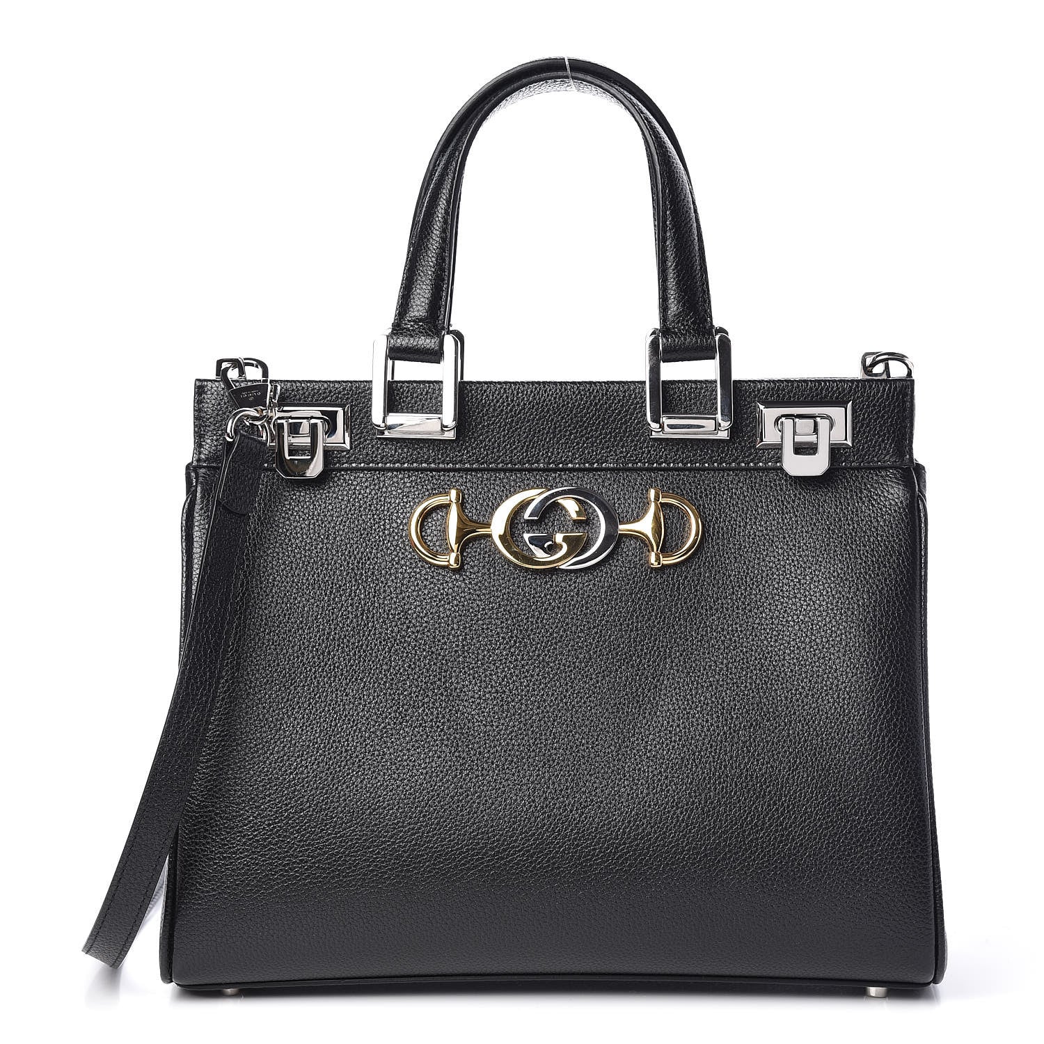 Gucci Grainy Calfskin Small Zumi Top Handle Bag Black 1 of 15