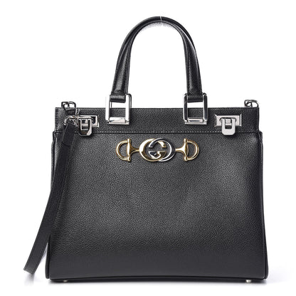 Gucci Grainy Calfskin Small Zumi Top Handle Bag Black 1 of 15