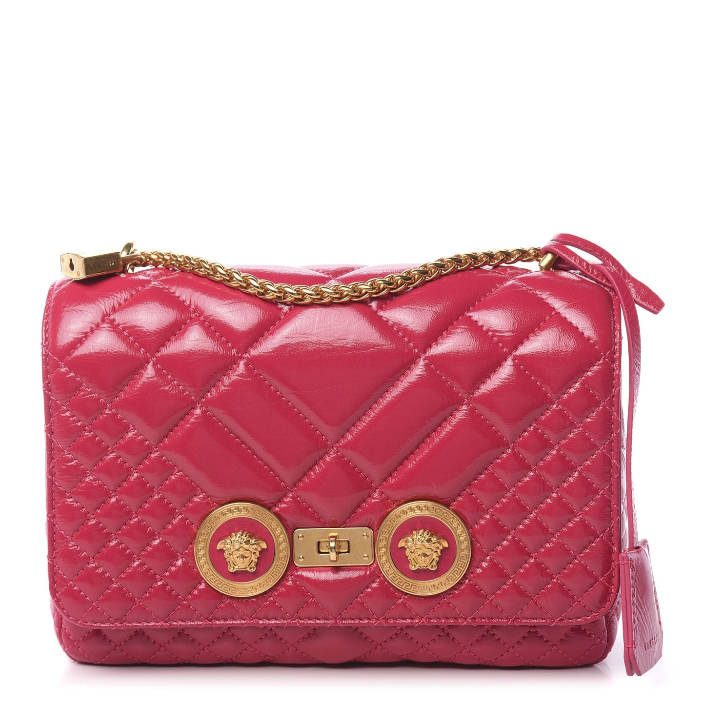 Patent Nappa Quilted Medium Icon Shoulder Bag Fuchsia