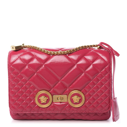 Versace Patent Nappa Quilted Medium Icon Shoulder Bag Fuchsia 1 of 9