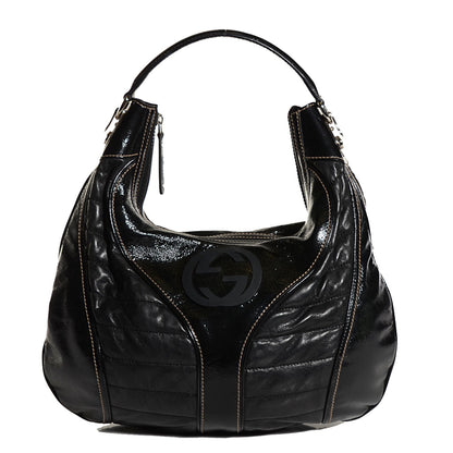Gucci Patent Leather Medium Snow Glam Hobo Black 1 of 9