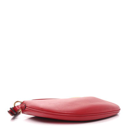 Fendi Vitello Grace Suede Small Croissant Hobo Rosso Cardinale 4 of 9