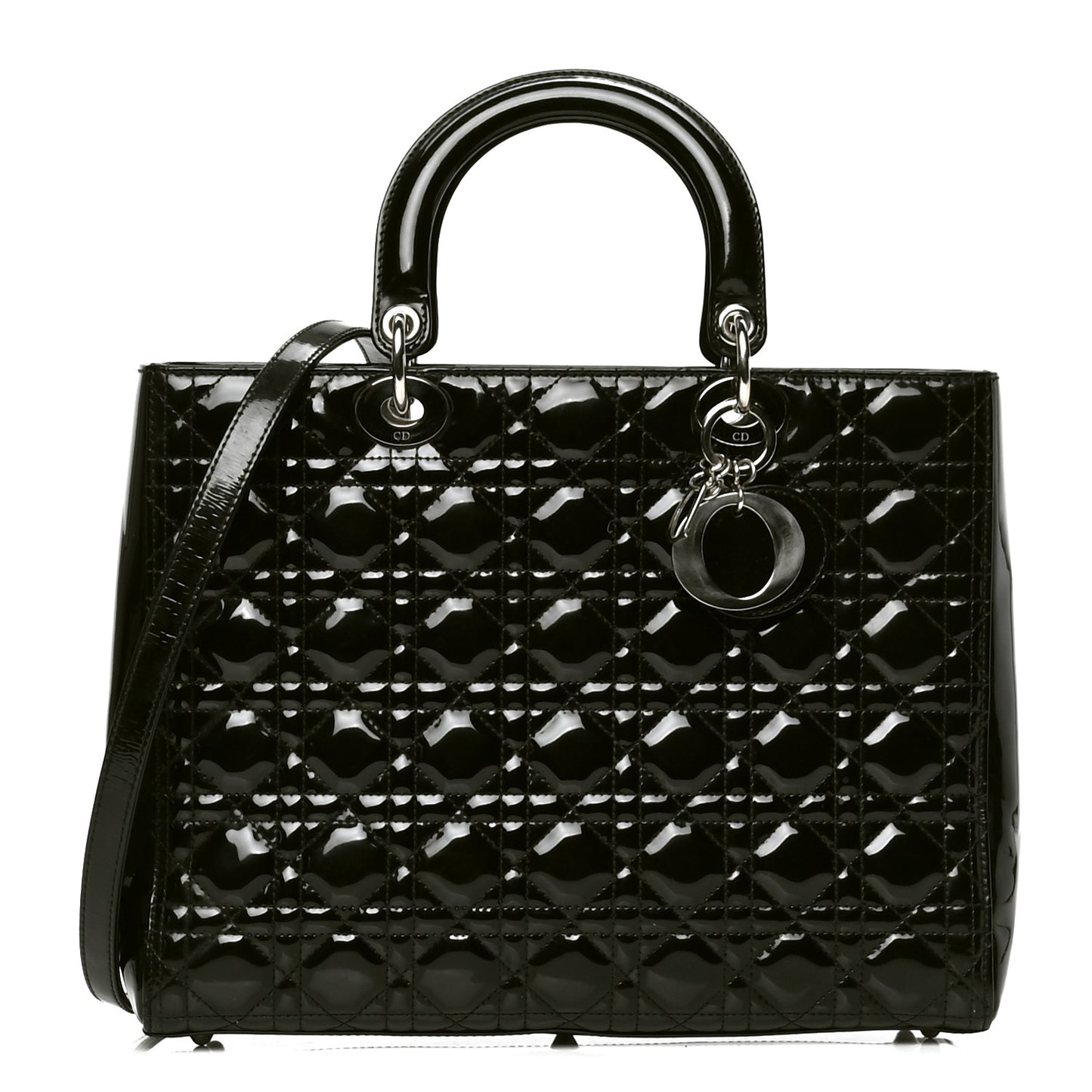 Patent Cannage Large Lady Dior Black