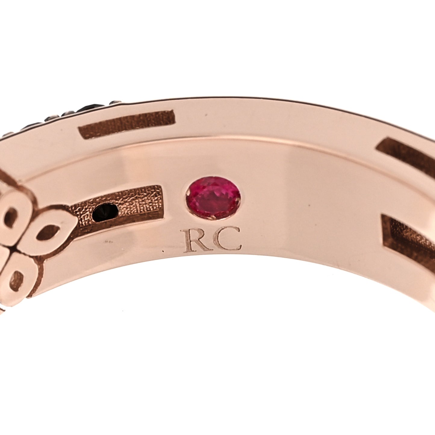 18K Rose Gold Black Diamond Love in Verona Band Ring 53 6.5