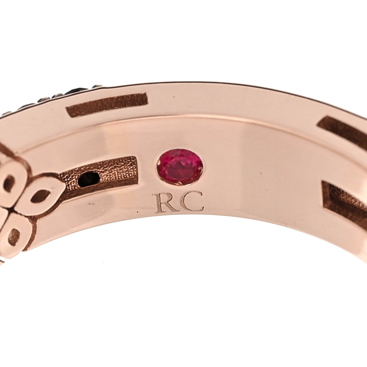 Roberto Coin 18K Rose Gold Black Diamond Love in Verona Band Ring 53 6.5 5 of 5