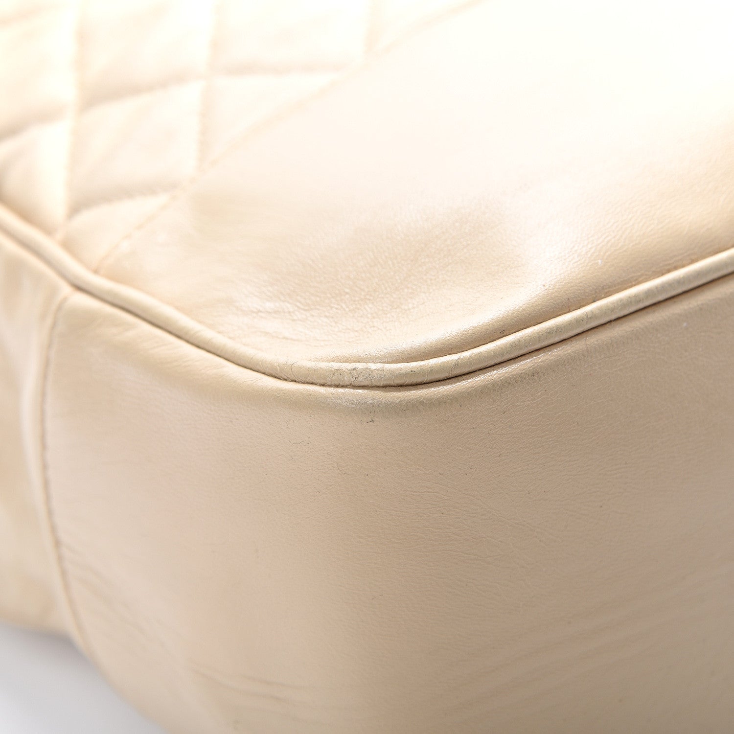 Chanel Satin Lambskin Quilted Shopping Tote Beige 9 of 13