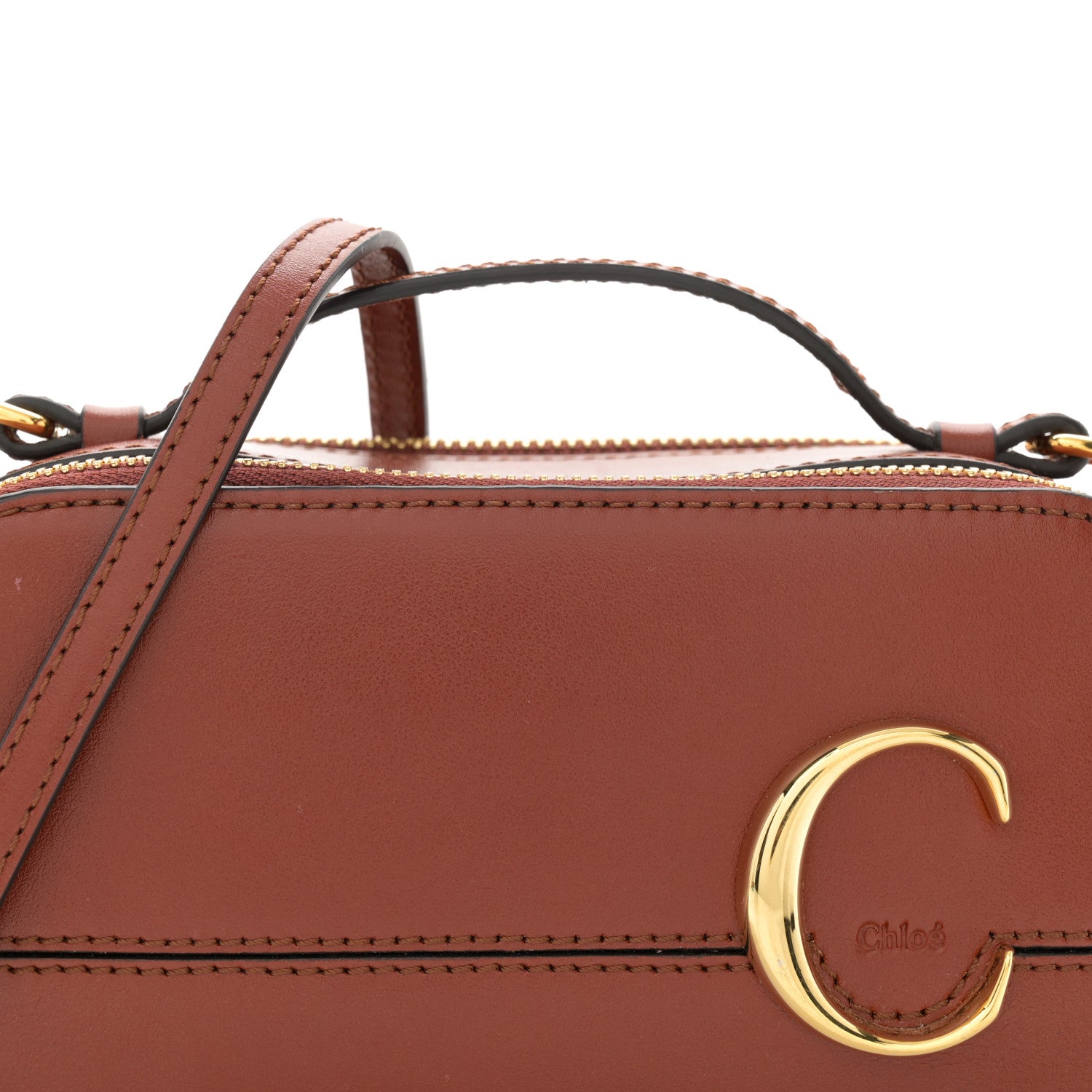 Chloe Shiny Calfskin Mini Vanity C Bag Sepia Brown 10 of 12