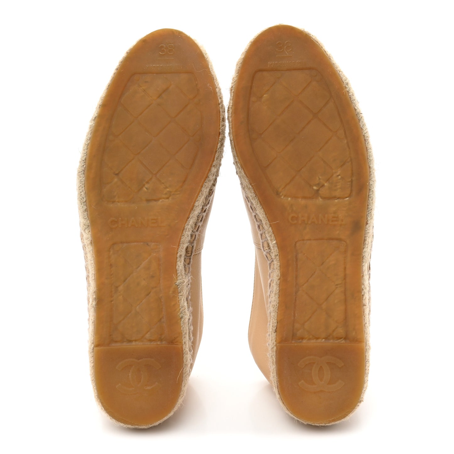 Lambskin CC Espadrilles 38 Beige Black