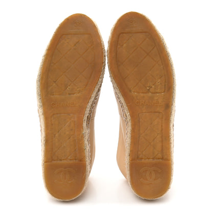 Chanel Lambskin CC Espadrilles 38 Beige Black 5 of 9
