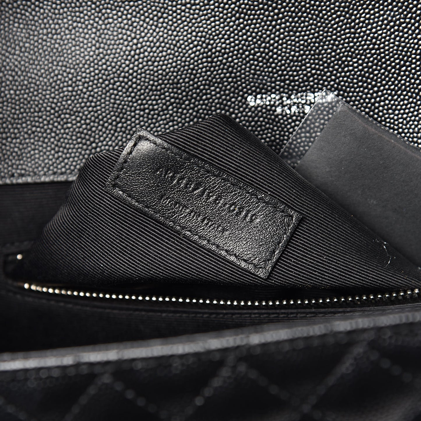 Grain De Poudre Textured Mixed Matelasse Large Triquilt Monogram Satchel Black