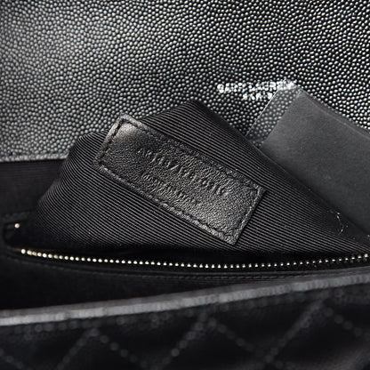Saint Laurent Grain De Poudre Textured Mixed Matelasse Large Triquilt Monogram Satchel Black 7 of 11