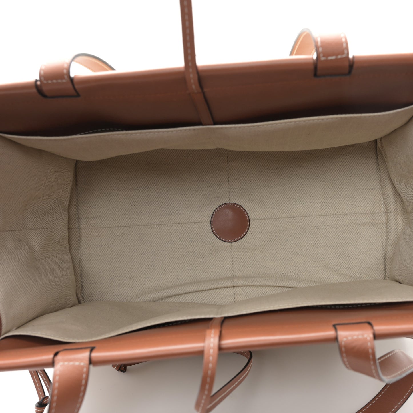 Canvas Calfskin Cushion Tote Natural