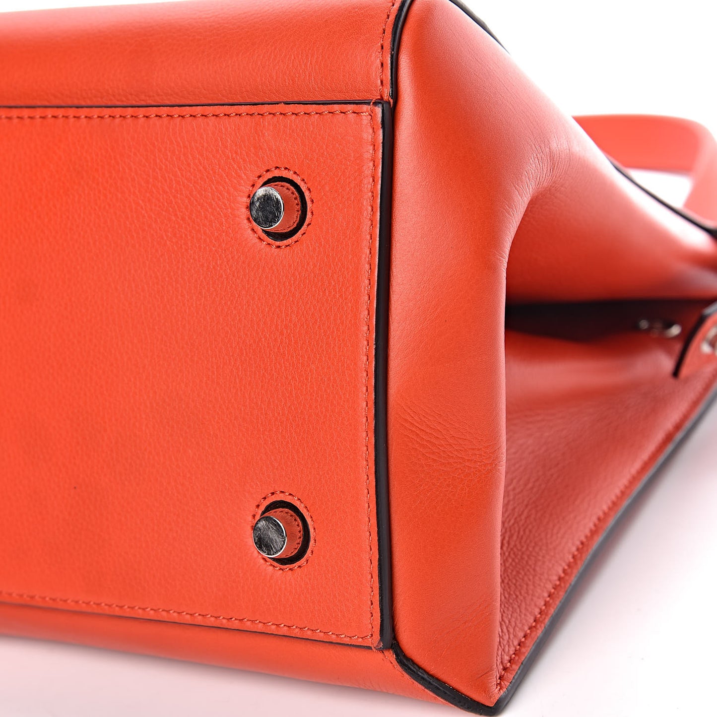 Grained Calfskin Medium Edge Shoulder Bag Vermillion