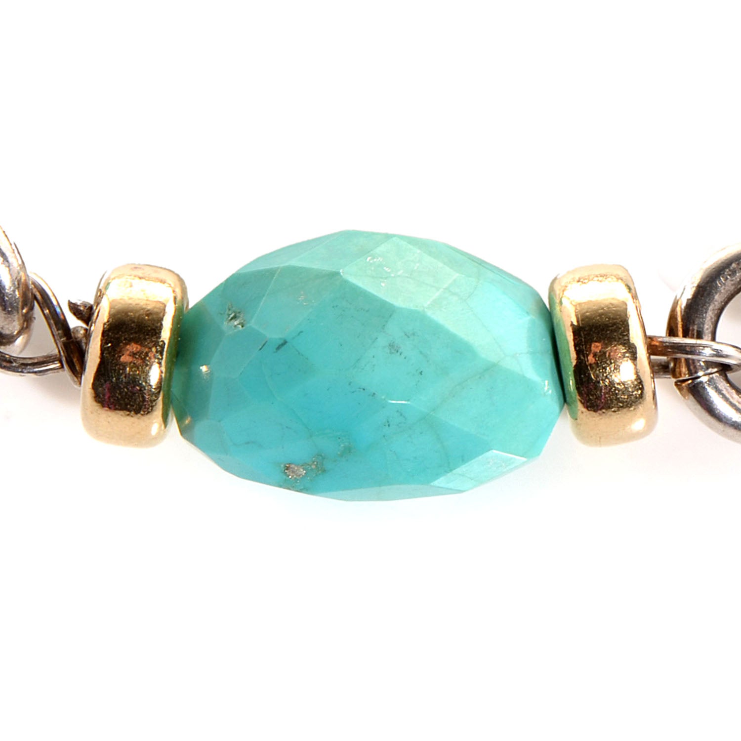 David Yurman Sterling Silver and 18k Gold Turquoise Figaro Bracelet 3 of 5