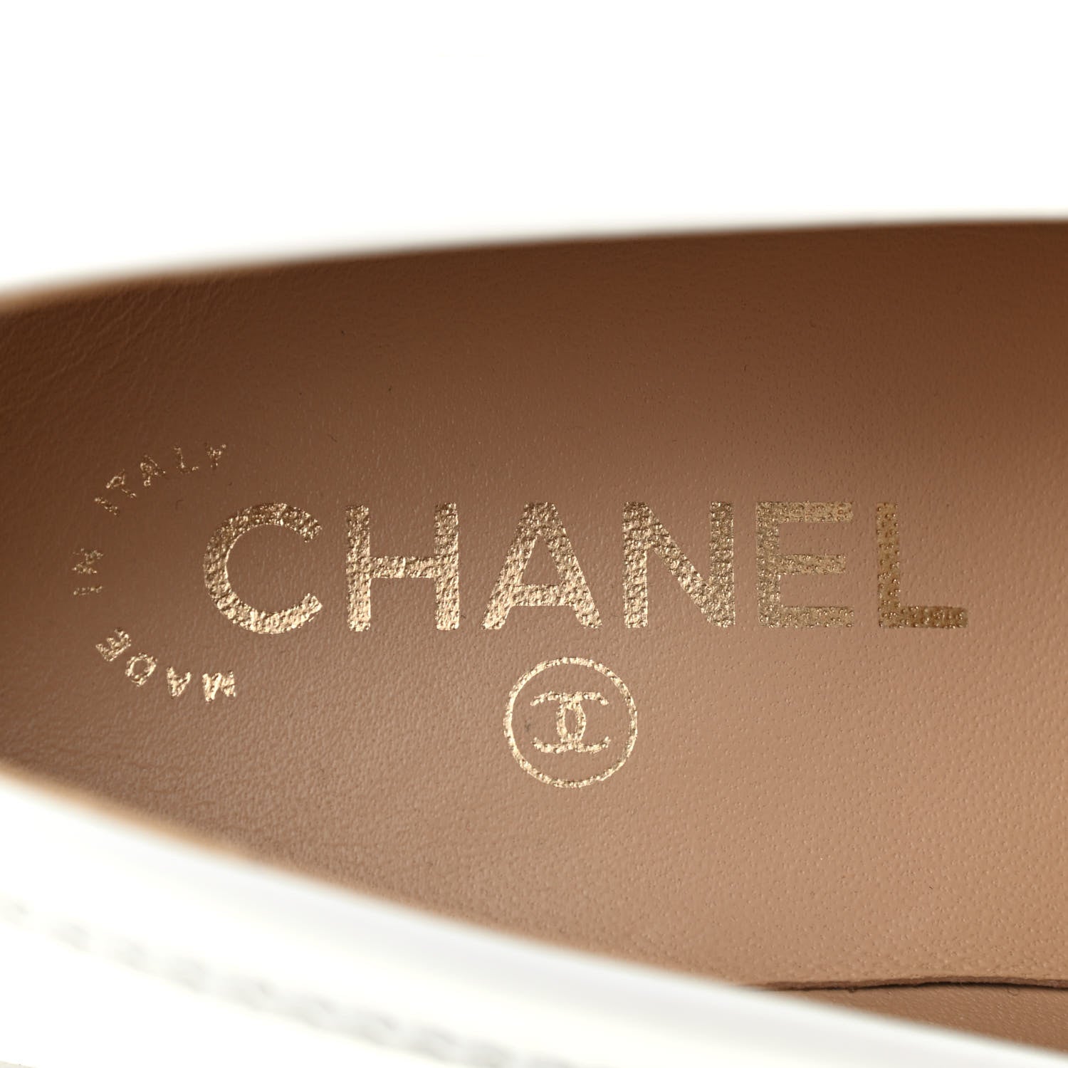 Chanel Shiny Calfskin Logo Loafers 41 White 6 of 7