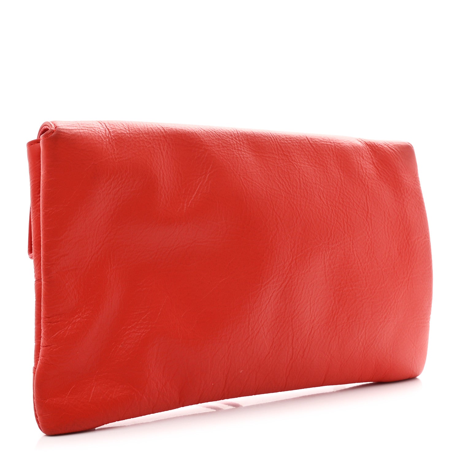 Balenciaga Matte Goatskin Rubber Covered Classic Hardware Envelope Clutch Rouge Ambre 4 of 11