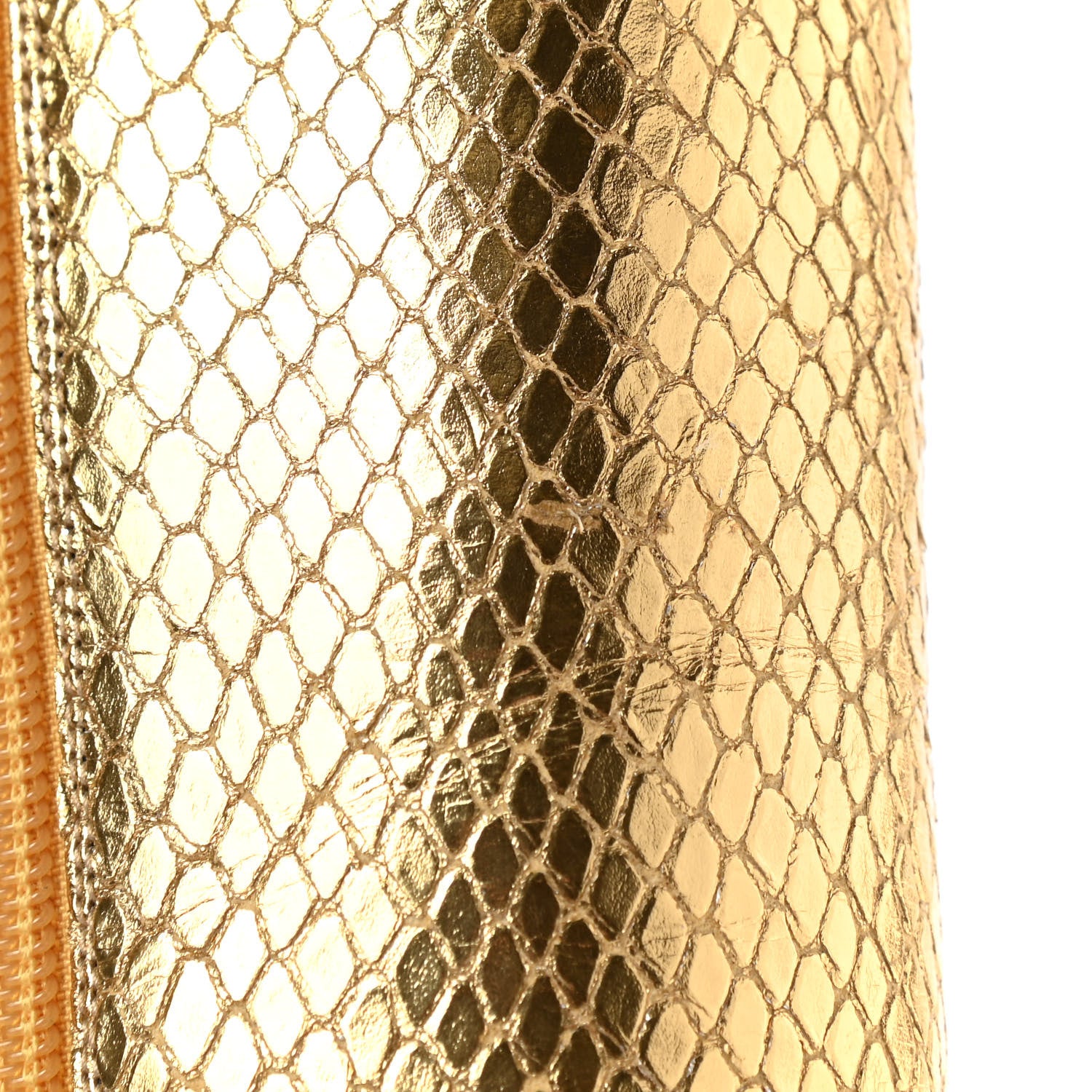Saint Laurent Metallic Calfskin Python Embossed Tall Boots 38 Gold 10 of 11