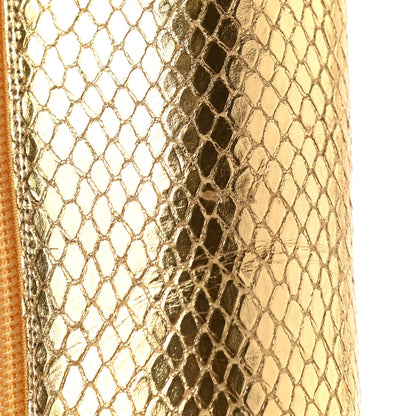 Saint Laurent Metallic Calfskin Python Embossed Tall Boots 38 Gold 10 of 11
