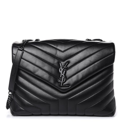 Saint Laurent Calfskin Y Quilted Monogram Medium Loulou Chain Satchel Black 1 of 11