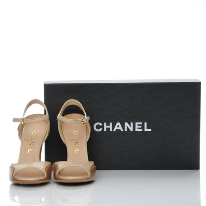 Chanel Calfskin Wooden Heeled Sandals 35.5 Beige Fonce 9 of 9