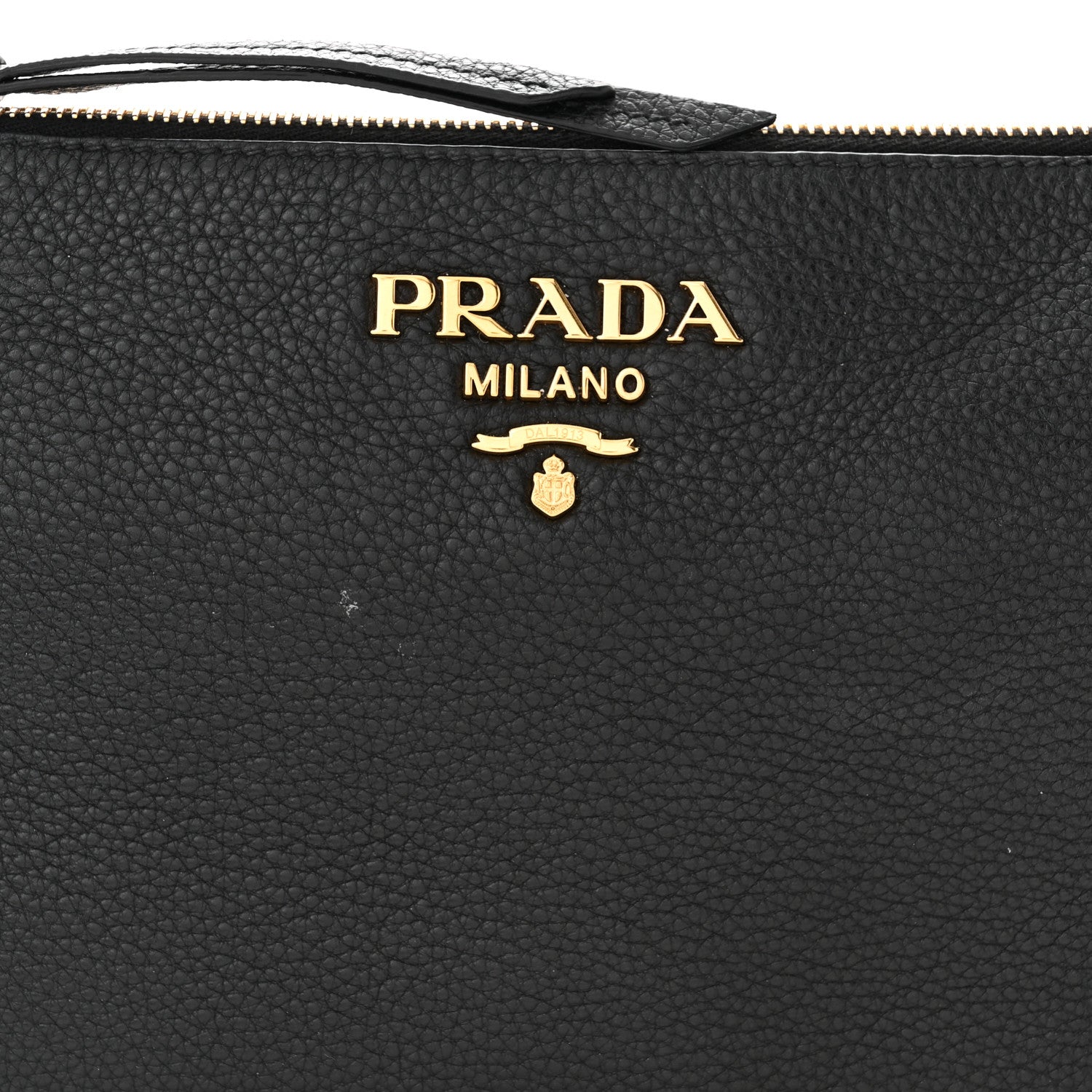 Prada Vitello Daino Zippered Shoulder Bag Black 8 of 13