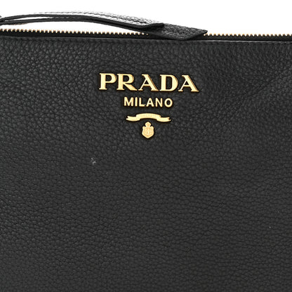 Prada Vitello Daino Zippered Shoulder Bag Black 8 of 13