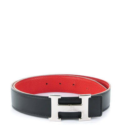 Hermes Box Togo 32mm H Belt 75 Black Rouge Garance 1 of 6