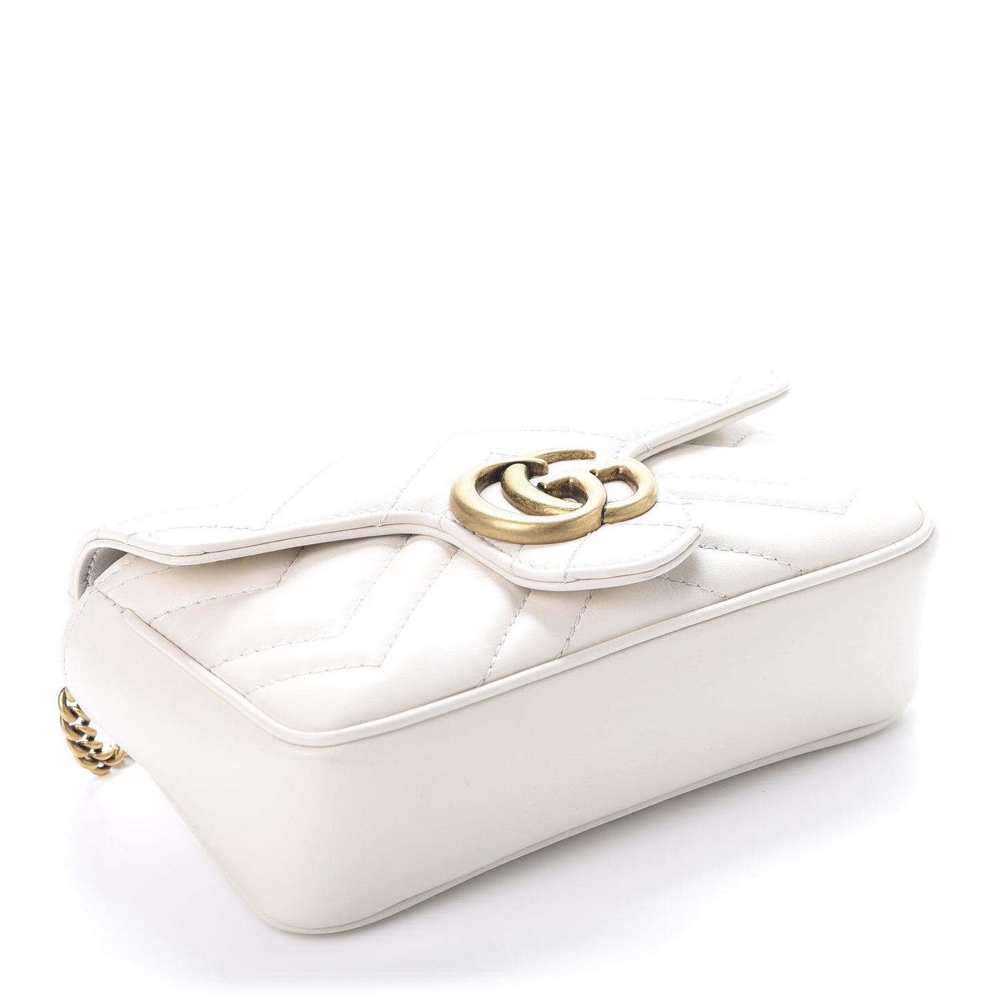 Calfskin Matelasse Super Mini GG Marmont Shoulder Bag White