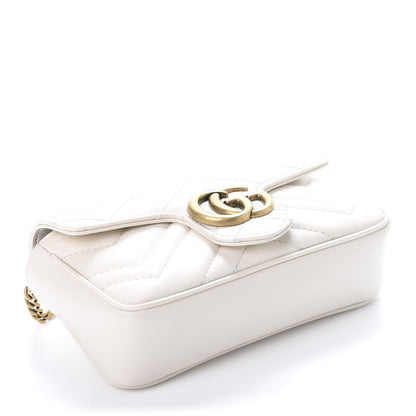 Gucci Calfskin Matelasse Super Mini GG Marmont Shoulder Bag White 3 of 11