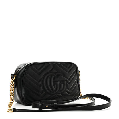 Gucci Calfskin Matelasse Small GG Marmont Chain Shoulder Bag Black 3 of 11