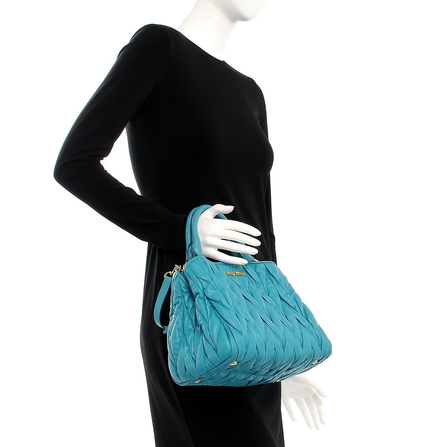 Nappa Matelasse Tote Turchese