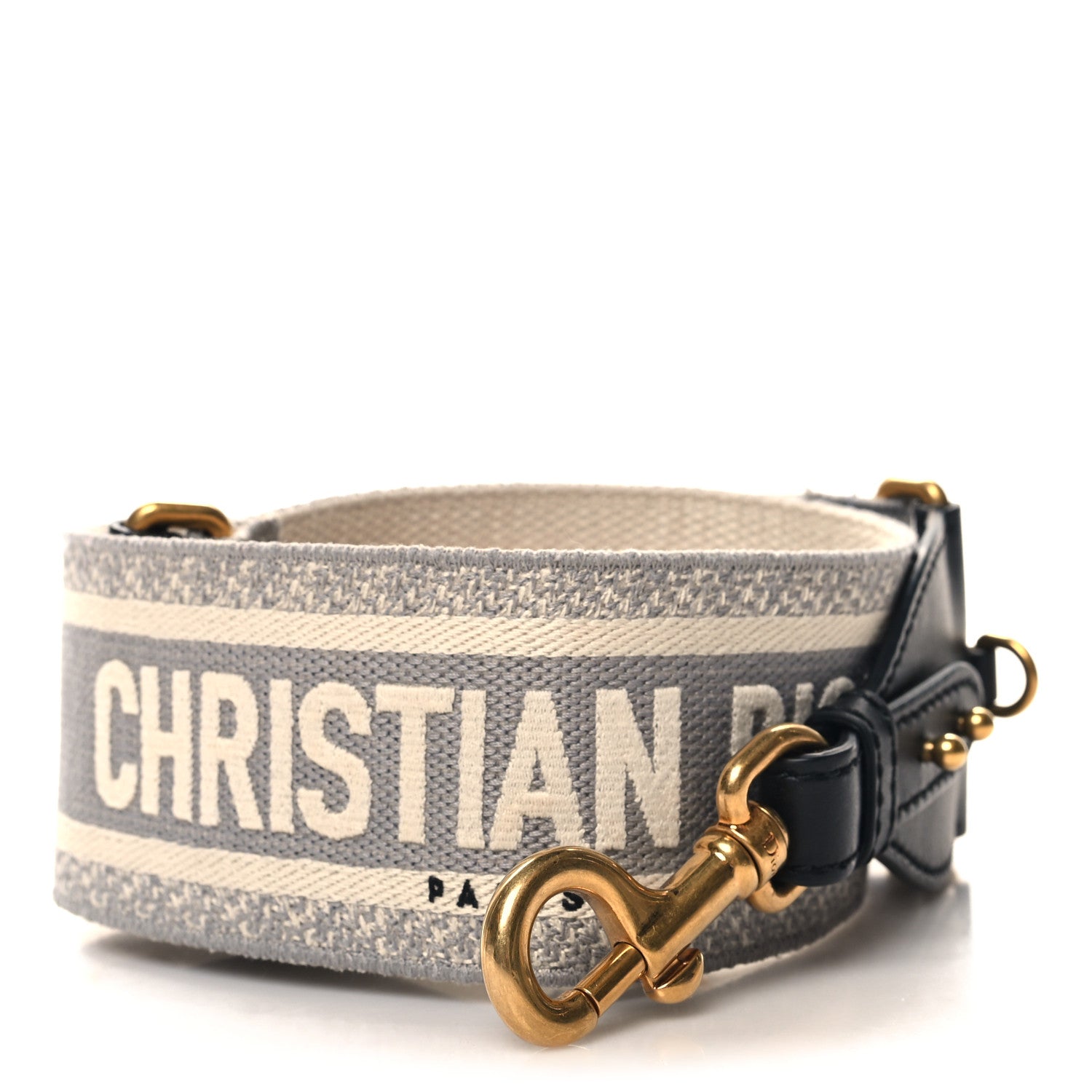 Christian Dior Canvas Embroidered Shoulder Strap Grey 1 of 4