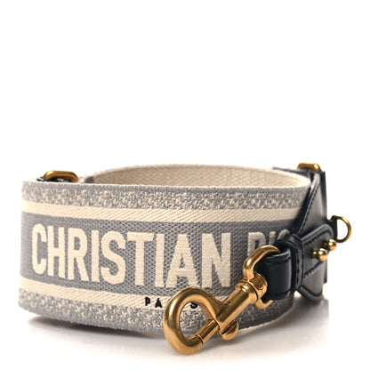 Christian Dior Canvas Embroidered Shoulder Strap Grey 1 of 4