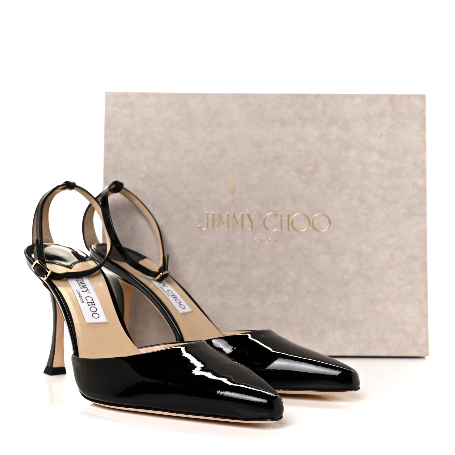 Jimmy Choo Gel Patent Calfskin Mair 90 Sandals 41.5 Black 7 of 7