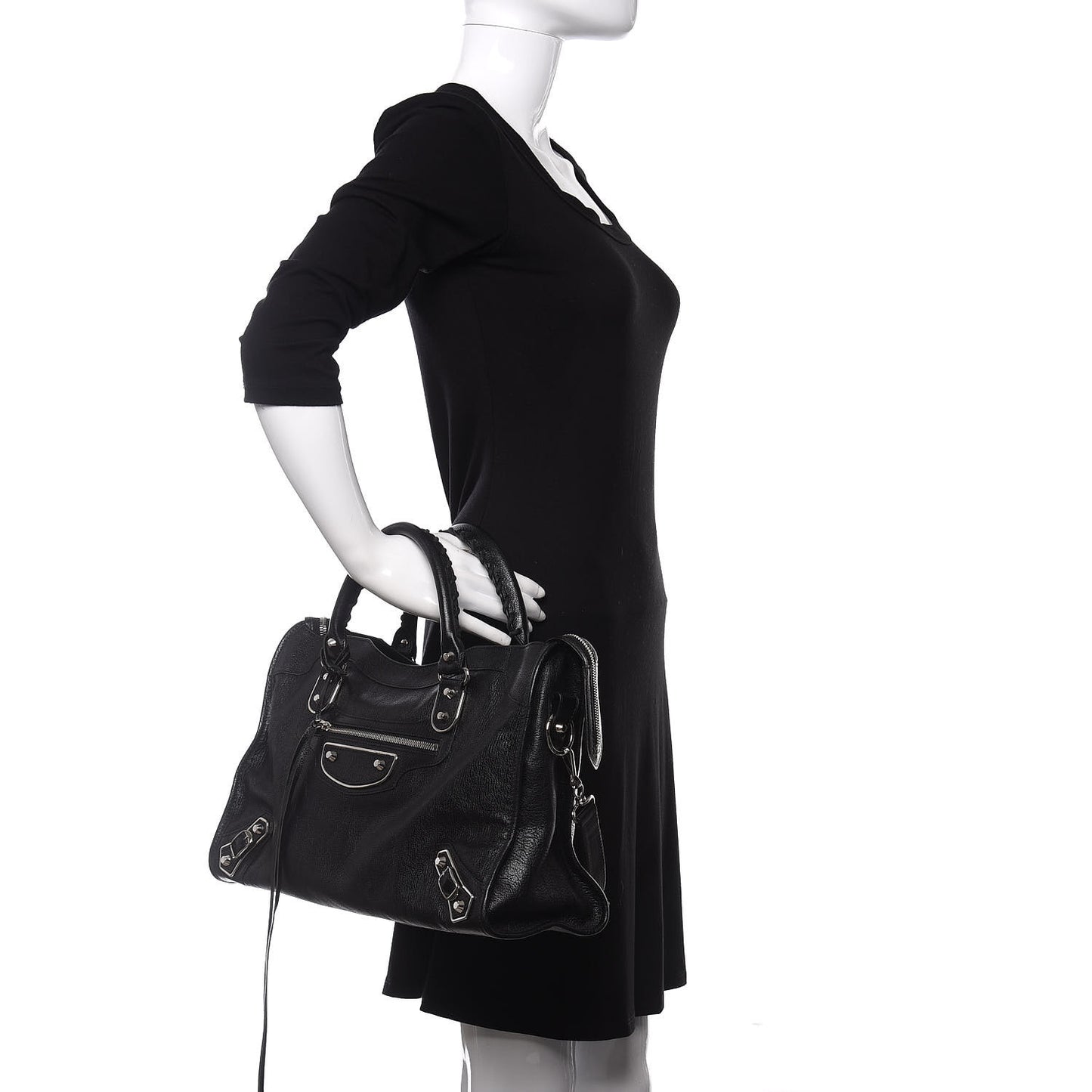 Chevre Silver Metallic Edge Hardware City Black
