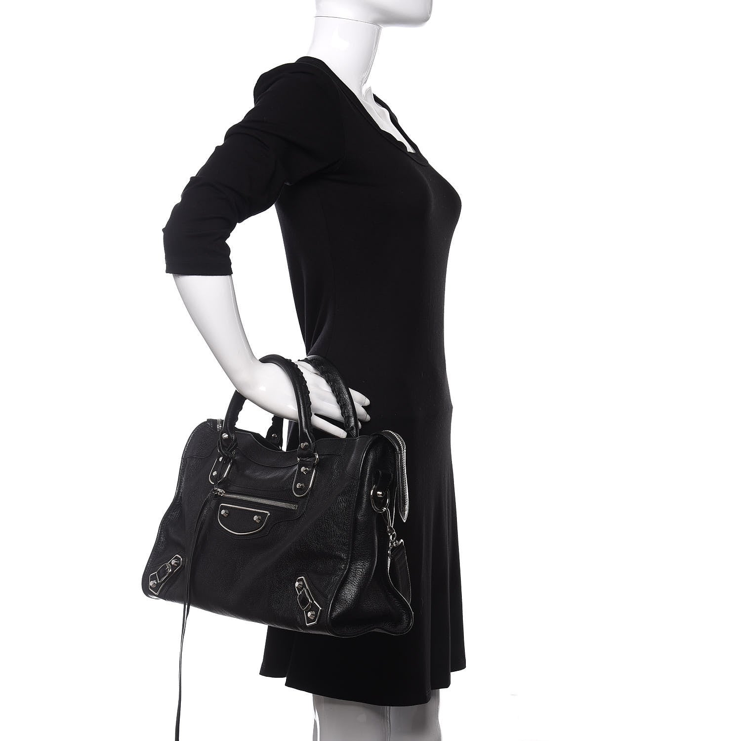 Balenciaga Chevre Silver Metallic Edge Hardware City Black 2 of 11
