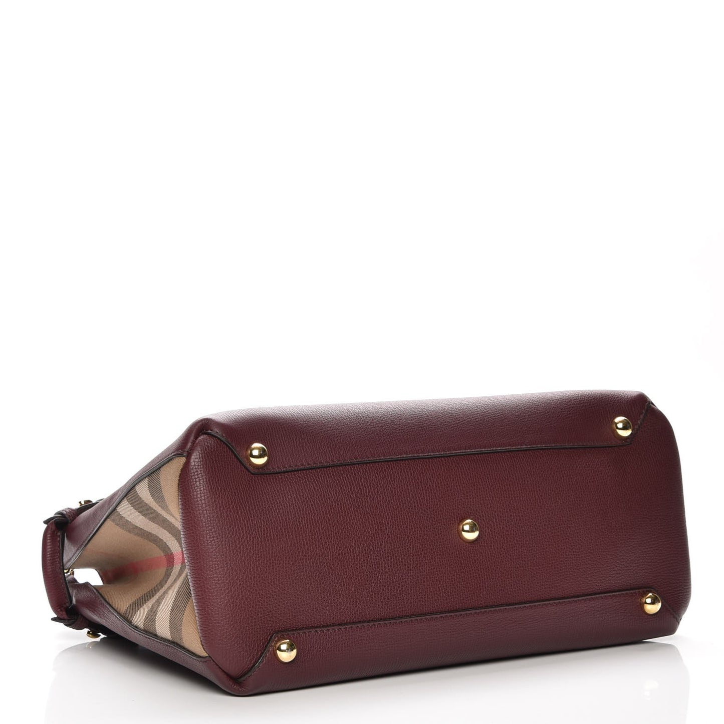 Grainy Calfskin House Check Medium Banner Tote Mahogany Red