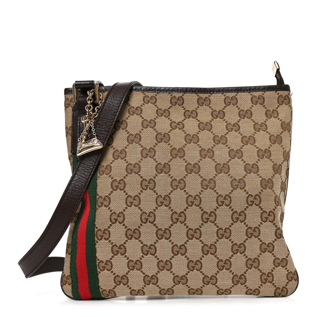 Gucci Monogram Web Jolicoeur Charms Messenger Dark Brown 1 of 10