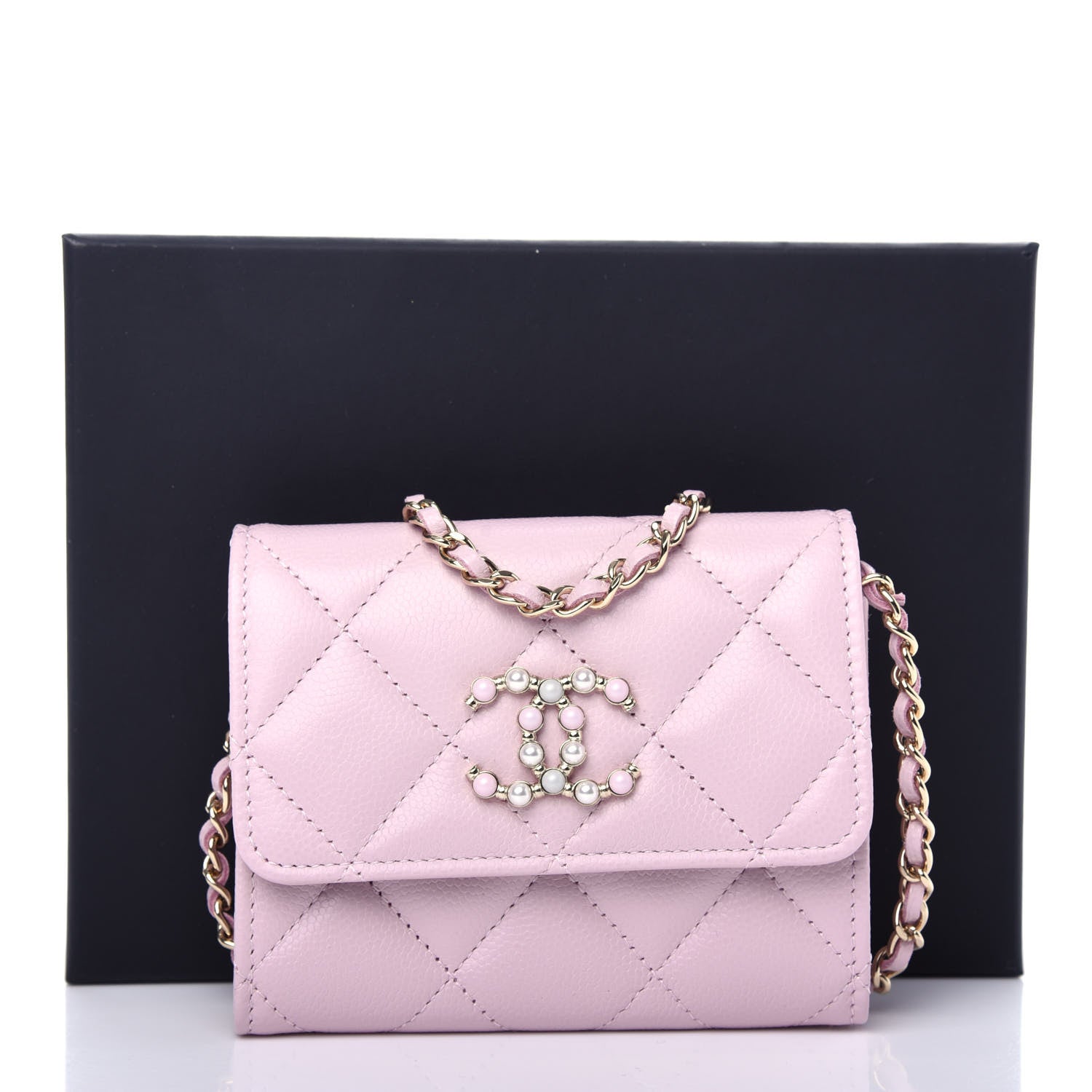 Chanel Caviar Quilted Coco Candy Card Holder On Chain Light Pink 11 of 11