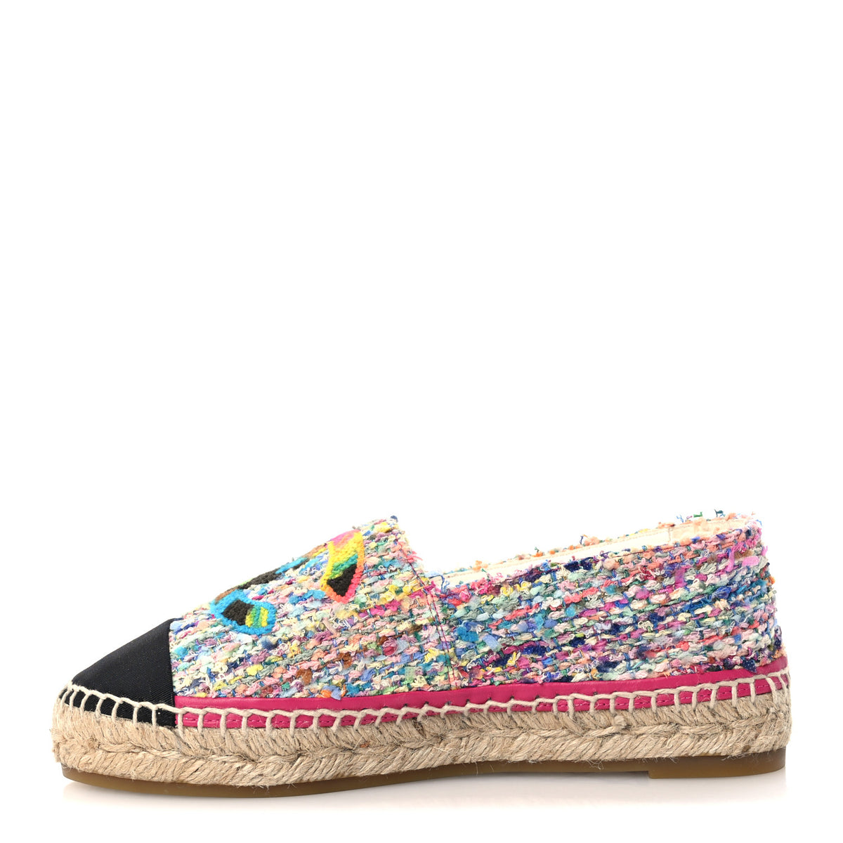 Chanel Cotton Tweed Grosgrain CC Espadrilles 36 Multicolor Black 1 of 12