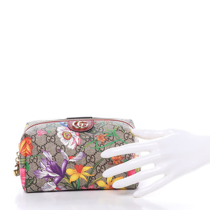 Gucci Soft GG Supreme Monogram Flora Calfskin Medium Ophidia Cosmetic Case Beige Ebony Multicolor Rosso 2 of 10